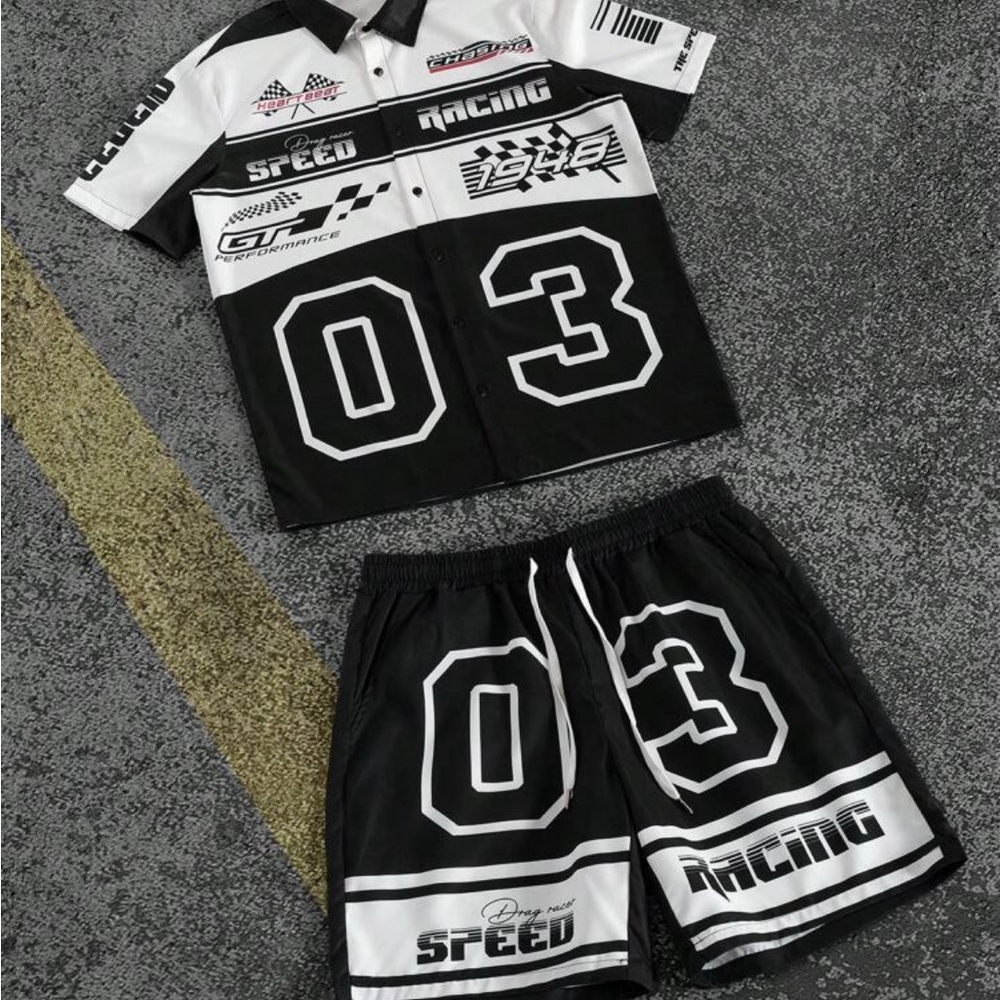 Black and White Athletic Shorts with Bold Number Design